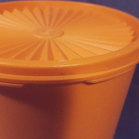 Vintage Tupperware Servalier Canister Set Of 3 w/ Lids Tangerine 1298 1222 1204 - Picture 4 of 9